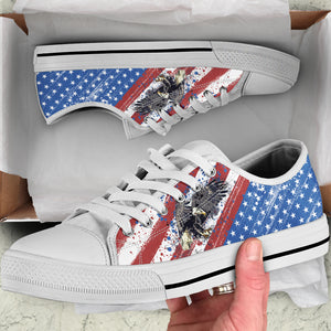 USA Flag & Eagle - Men's Low Top Shoes
