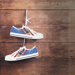 USA Flag & Eagle - Men's Low Top Shoes