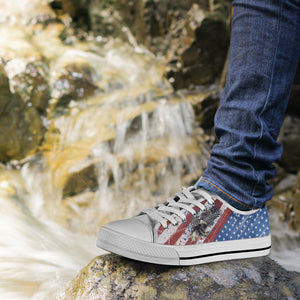 USA Flag & Eagle - Men's Low Top Shoes