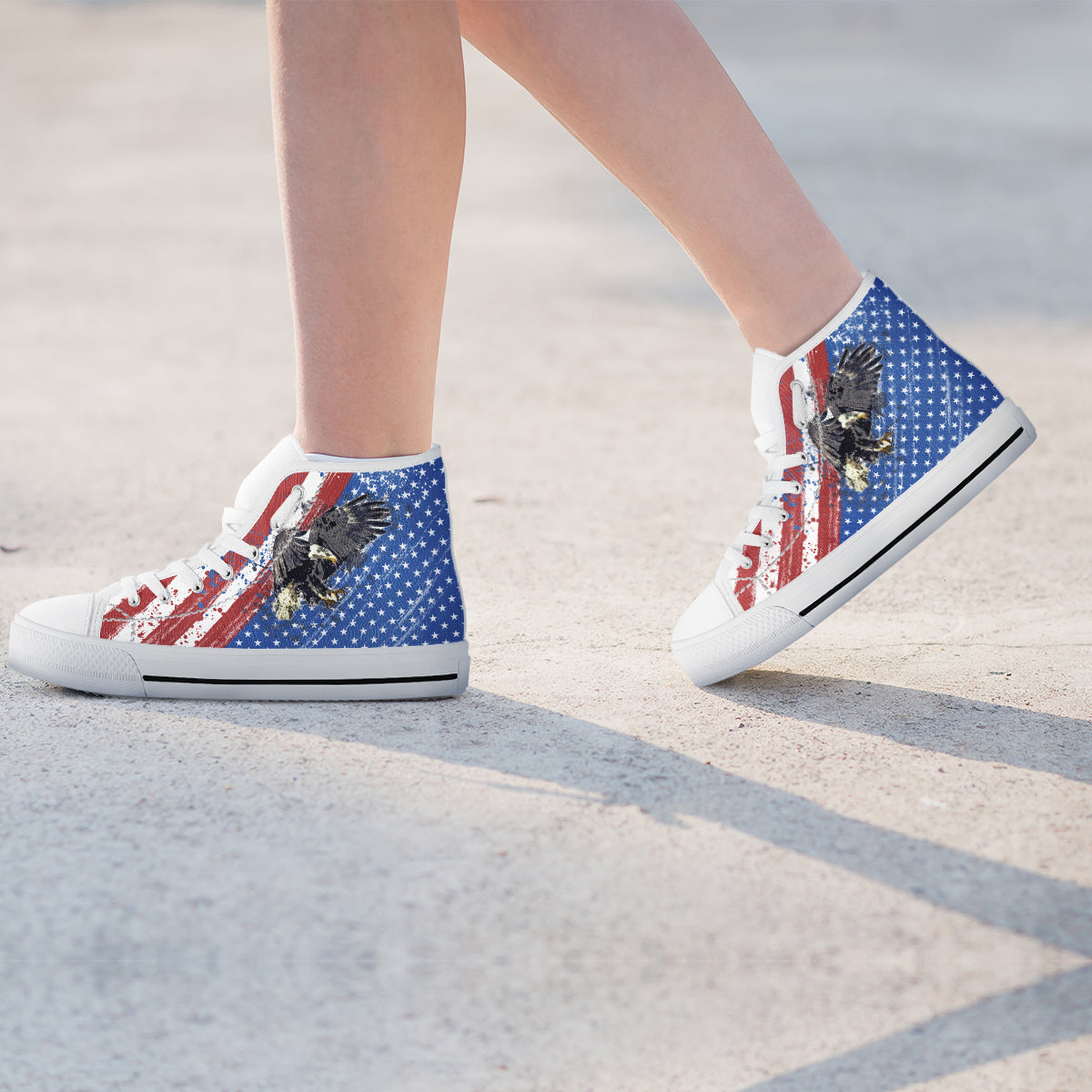 USA Flag & Eagle - Women's High Top Shoes
