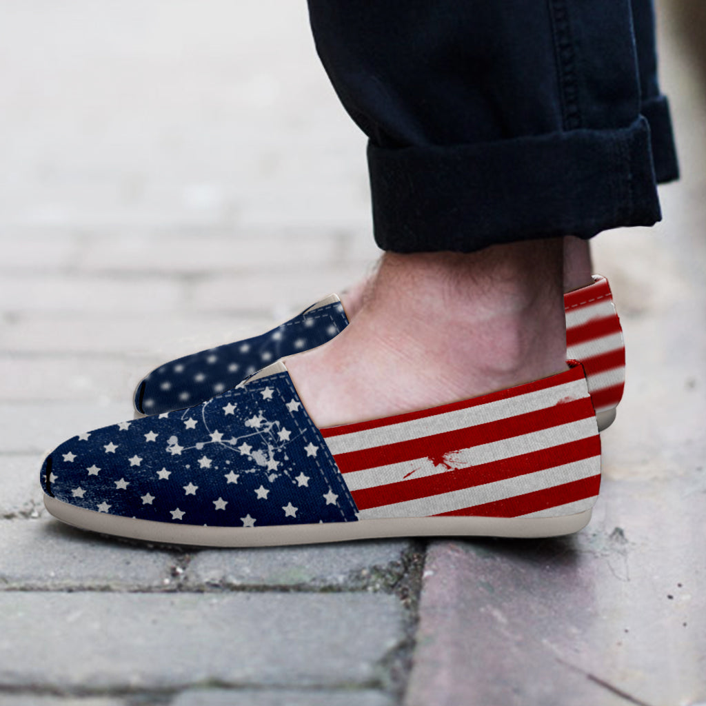 USA Flag Painted - Women's Slip Ons