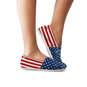USA Flag Painted - Women's Slip Ons