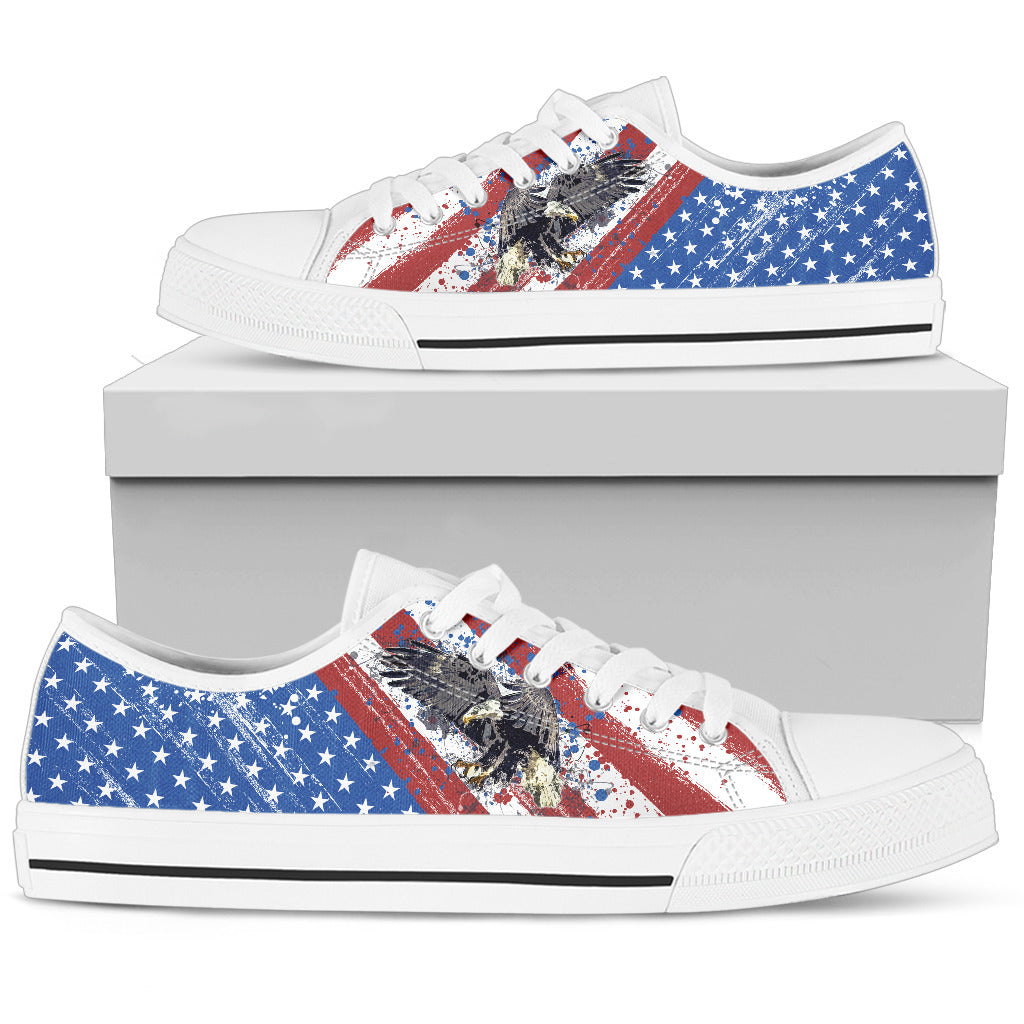 USA Flag & Eagle - Men's Low Top Shoes