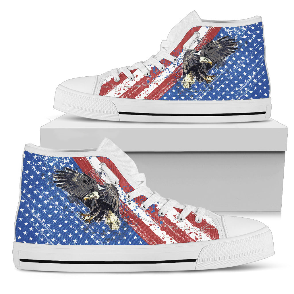 USA Flag & Eagle - Men's High Top Shoes