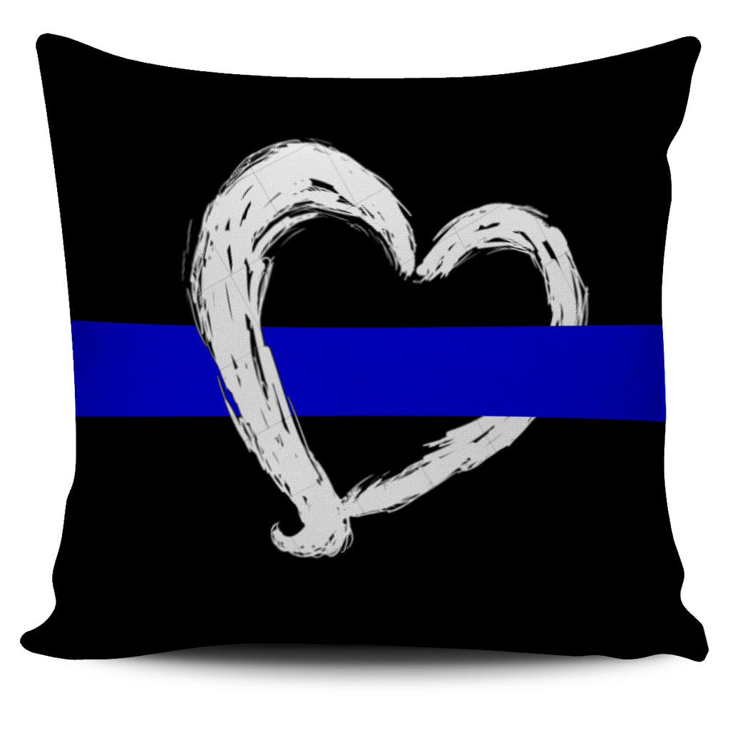 Blue Line Heart Pillow