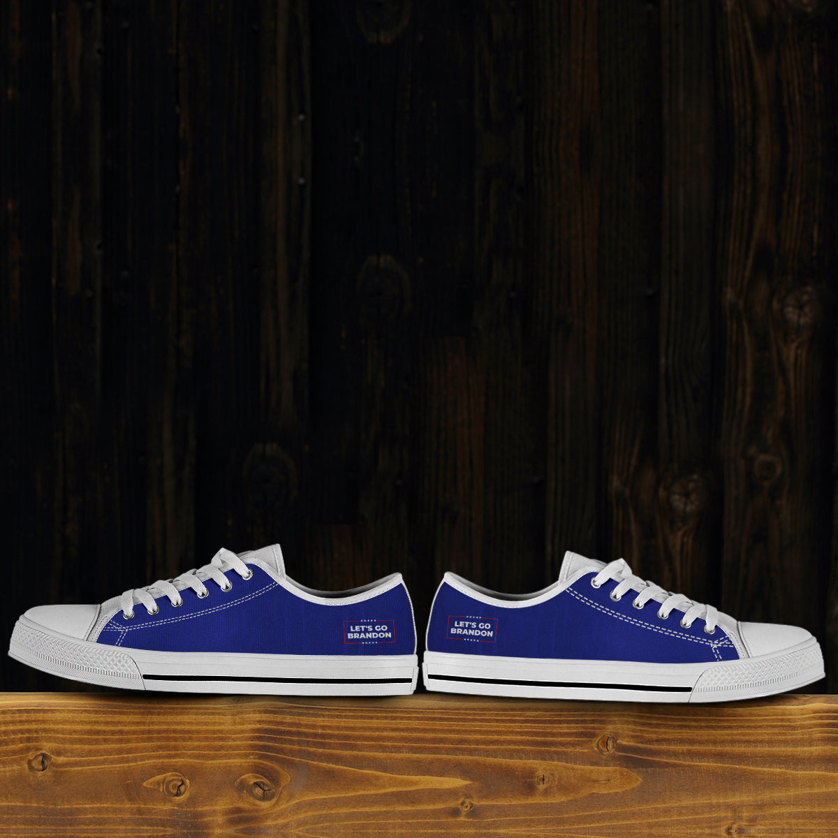 Blue - Let's Go Brandon - Low Top Shoes