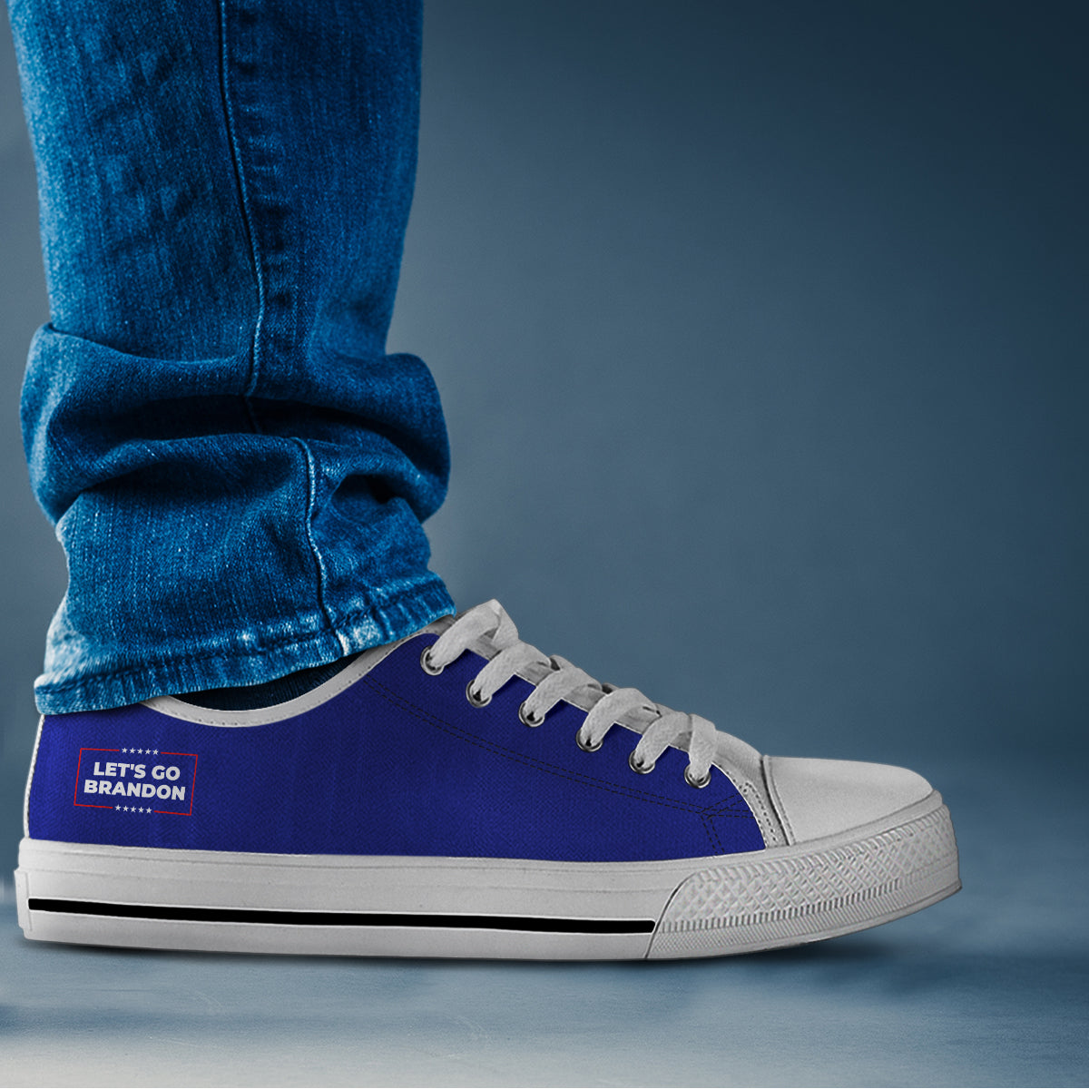 Blue - Let's Go Brandon - Low Top Shoes