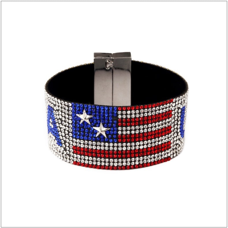 USA Flag Rhinestone Bracelet