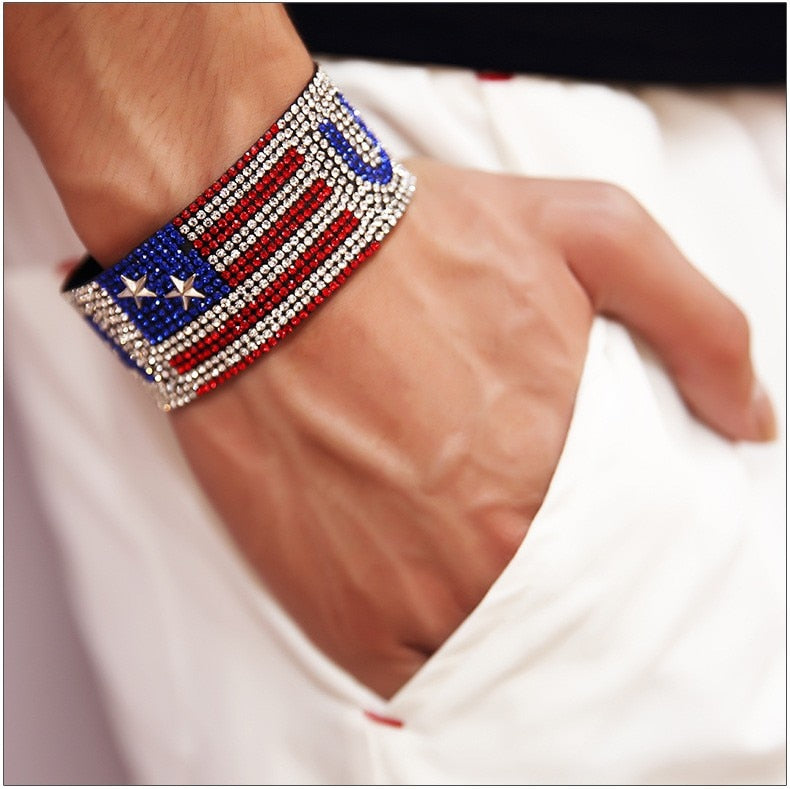USA Flag Rhinestone Bracelet
