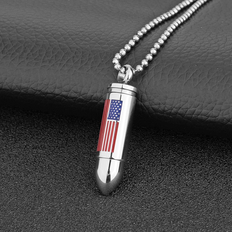 US Flag Engraved Pendant