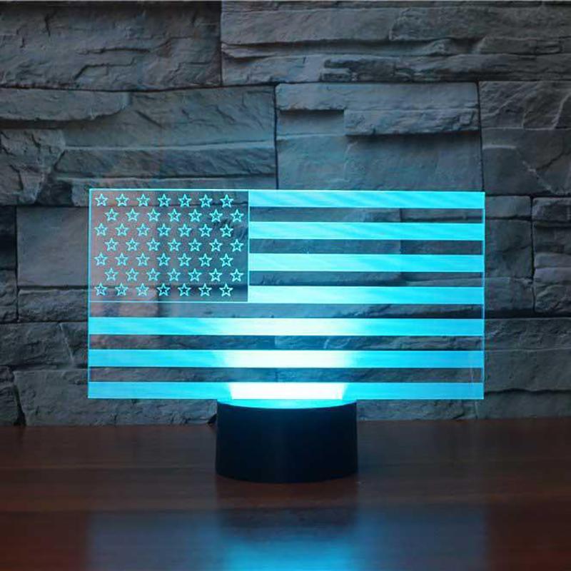 3D AMERICAN FLAG CHANGING COLOR LAMP (LED)