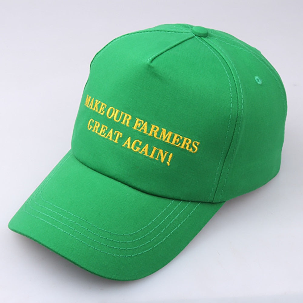 Make Farmers Great Again Green Yellow Embroidered Flat Bill Brim